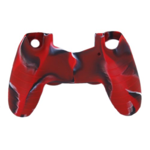 Skin Camo Silikon Schutzhülle für PS4 Controller – Rot mit Schwarz - 2