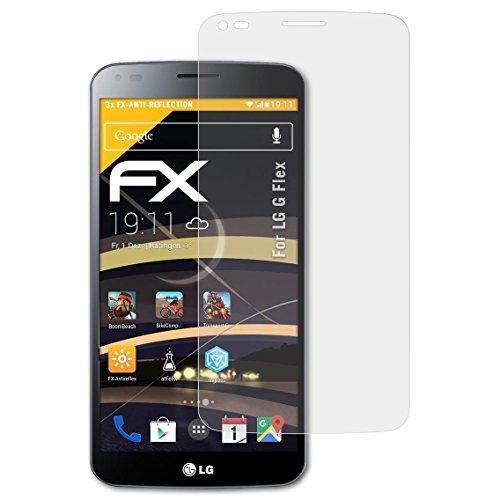 atFoliXScreen Protector compatible with LG G Flex Screen Protection Film, anti-reflective and shock-absorbing FX Protector Film (3X)