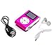 Produktbild FEITONG Mini USB Clip MP3 Player Musik Player LCD Schirm Kopfhörer Datenkabel Unterstützung 32 GB Micro SD TF Karte (Rosa)
