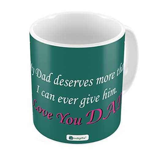 Indigifts Papa Gifts Birthday I Love You Dad Ethnic Coffee Mug 330 ml Green - Special Gift for Dad-Father in Law-Grandfather-Birthday Gifts, Fathers Day Gifts, Daddy Cup