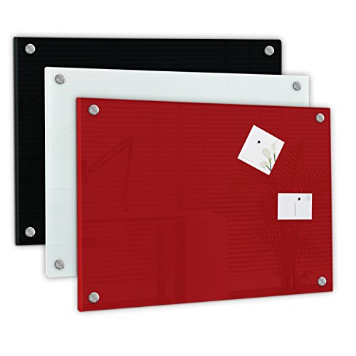 Luxus Glasmagnettafel in modernem Design | inkl. Magnete | mit Schwebeeffekt | Glas Magnettafel für Küche und Büro aus Sicherheitsglas | Rot 40x60 cm