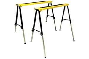 OUTIROR - Lot de 2 Tréteaux Pliables - Hauteur Réglable - Polyvalents et Stables - Charge Maximale de 120 kg par Tréteau - 100% métal