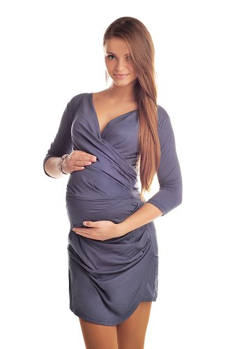 New Maternity Ruched Side V Neck Dress Pregnancy Wear Size 8 10 12 14 16 18 6408 Variety of Colours (8/10, Graphite)