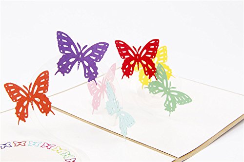 Pop Up 3D Grußkarte mit viele verschiedene Motive für Geburtstag Business-Grüße Ferien Grüße Kinder Erwachsene (Schmetterling) - 3
