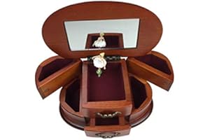 ARTE DEGLI ARGENTI Carillon Meccanico Baule PORTAGIOIE in Legno Ecologico MDF con Ballerina Che Danza-Ruota alla Apertura con Melodia: Bolero 16066