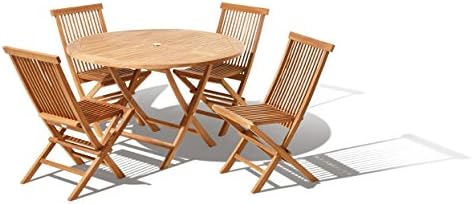 Java Teak Islington Solid Teak Round Garden Patio Furniture Set (4 Seater)