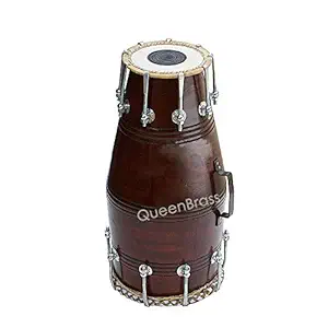 Sai Musical Solid Wood Hand Made Sheesham Wood Special Naal Drum Dark Brown Color with Bag - A Musical Instrument