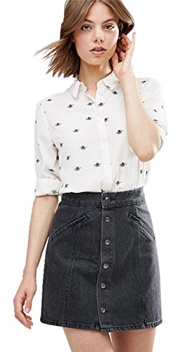 Novio Estilo Botones Abotonada en la Parte Delantera Abeja Impresión 