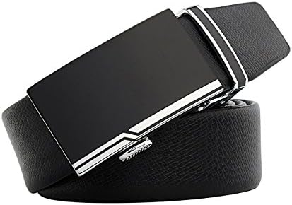 Men's Genuine Leather Dress Ratchet Belt Automatic Sliding Buckle ( Brown,Black)