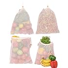 Earthy Fab 100% Cotton Fridge Storage Bag for Vegetables and Fruits Mesh Net Fabric. Multipurpose, Reusable, Eco Friendly. Set of 4