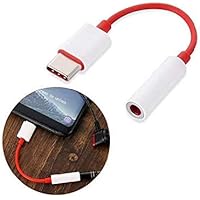 Case Plus Type C to 3.5 mm Jack Audio Connector, Noise Cancelling Headphones Jack Converter Audio Adapter for OnePlus Node / 8 Pro / 8 / 7T/7 Pro / 1+6/1+6T - Red