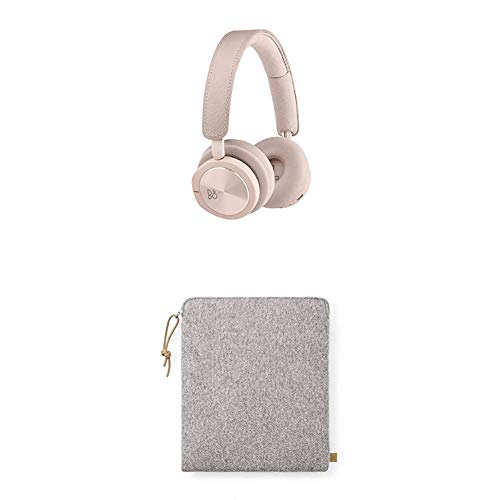 Bang & Olufsen Beoplay H8i - Auriculares supraurales inalámbricos Bluetooth, con cancelación de ruido activa (ANC), modo de transparencia y micrófono, Rosa + Funda de tela, color gris