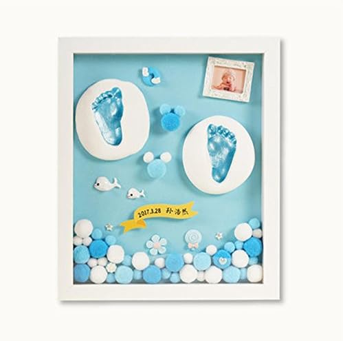 PRDX Baby Handprint Footprint & Baby Keepsake & Baby Pendulum Decoration&Unique Baby Gift Decorations for Room Wall or Table Decor, Birthdays Gifts for Toddlers, Premium Clay , blue