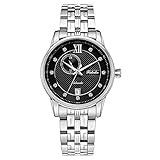 HXLSXROMIDA Herrenuhr Spirale Krone Schmetterling Doppel Schnalle Edelstahlarmband Saphirglas Spiegel Automatische Mechanische Wasserdichte Tragbare Business Watch,C