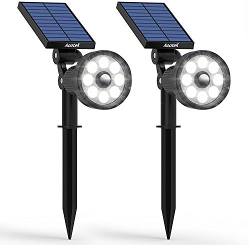 New Upgraded 3rd Generation Motion Sensor Solar Spotlight 8 LED Adjustable 3-in-1 Lighting Auto On/ Off Waterproof Outdoor Landscape Lighting Security for outside Patio Yard Garden Driveway (2Pack)