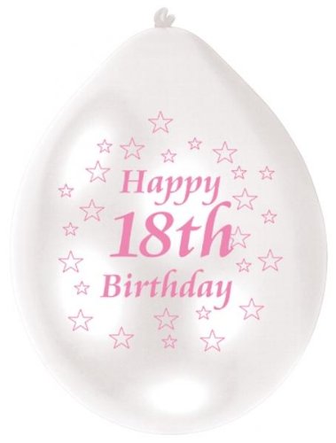 Amscan 22.8 cm 18. Geburtstag 10 Luftballons, Pink/Weiß