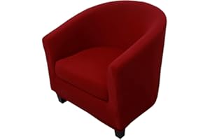 Highdi Sesselschoner Sesselüberwurf mit Elastisch Stretch Husse 2 Stück, Club Chair Schonbezug Sofabezug mit hoher Dehnung Sessel für Loungesessel Cocktailsessel (einfarbig dunkelrot)