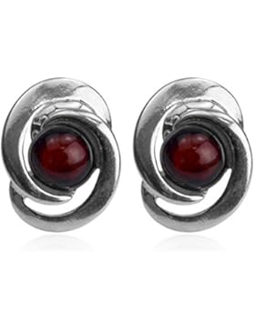 Kirschrot Bernstein Sterling Silber Rund Ohrstecker