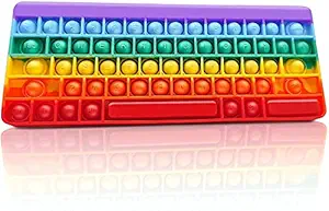 CORCEPTIVE Keyboard Rainbow Push Pop it Bubble Fidget Toy, Pop It Stress Relief and Anti-Anxiety Tools Sensory, Silicon Satisfying Relaxing Toys & Great Gift for Kids Girls Boys Teens and Adults.