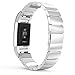 Produktbild MoKo  Charge 2 Armband - Edelstahl Replacement Wrist Band Watchband Strap Uhrenarmband Erstatzband mit Metallschließe und Schnalle für  Charge 2 Smartwatch Zur Herzfrequenz und Fitnessaufzeichnung, Silber