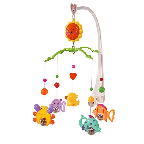 TIAOBU Baby Crib Bed Bell Arm Bracket Wind-up Music Tone Box Toy Cartoon Gift