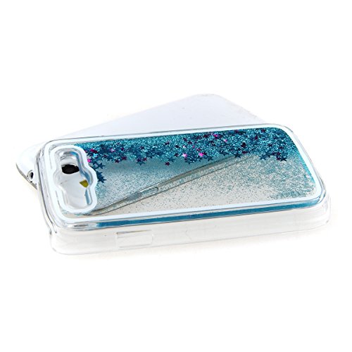 Galaxy S3 Glitzer Hülle, Felfy Samsung Galaxy S3 Kreativ Luxury Flüssig Fließende Sparkly Bling Stern Blau Quicksand Haut Tasche Back Case Cover Etui + 1x Blau Metall Stylus Touch Pen + 1x Displayschutzfolie - 3