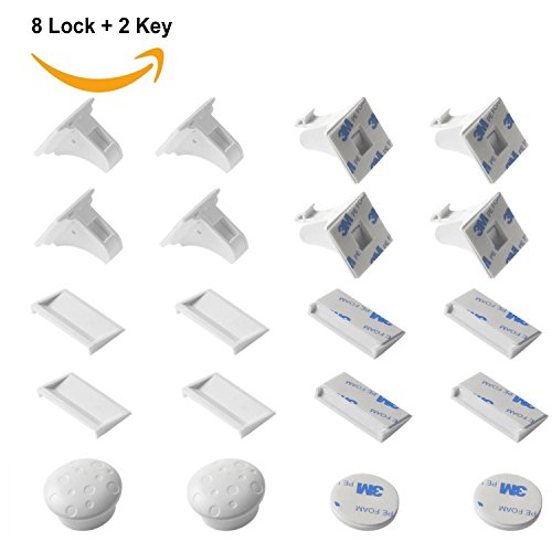 HomySnug Magnetische baby Lock, Kindersicherung magnetschloss für Schränke und Schubladen 8 Schlösser und 2 Schlüssel - 8