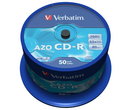 Verbatim 43343 CD-R AZO Crystal 52x 700MB CD-R Rohlinge 50er-Spindel - 2