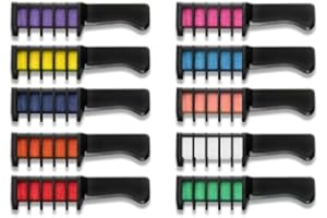 VQBKHO Zestaw kredy do włosów dla dziewczynek – 10 kolorów tymczasowych zmywalnych farb do włosów – kolorowe mini grzebienie do włosów, grzebień kredowy do upominków i stylizacji na imprezę