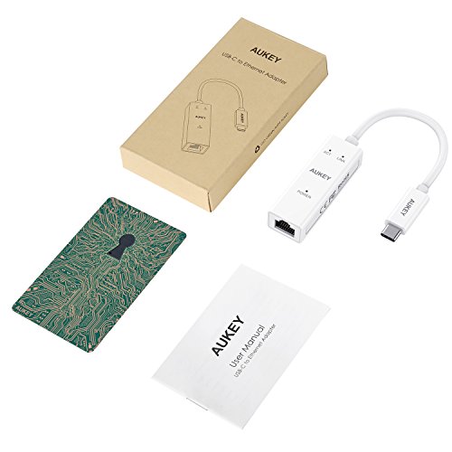 AUKEY USB C Adapter zu Gigabit Ethernet 1000 Mbps Type-C zu RJ45 Adapter mit 3 Anzeigen für Macbook Pro 2016 / Google ChromeBook Pixel und andere Type C Geräte, Weiß - 8