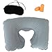 Produktbild RotSale® 1x Grau Reiseset PVC Kuschelige Nackenkissen + Augenmaske + Ohrstöpsel 3er Set für Angenehme Reise und Pause