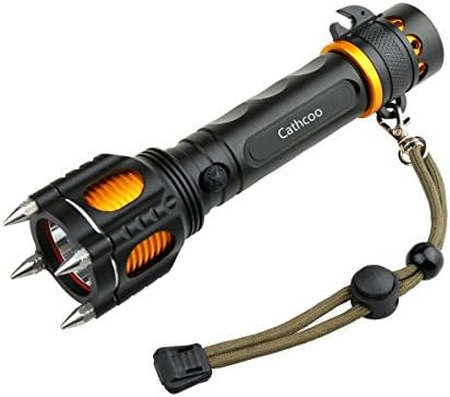 Cathcoo Flashlight1000 Lumens Waterproof Military LED 5 mode Handheld Flashlight Torch with Audible Alarm Tail Design for Defense or Emergency