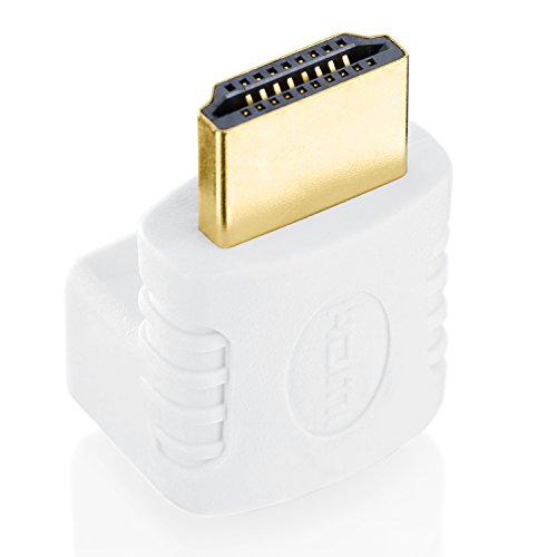 CSL – HDMI Winkelstecker 90° Winkel – HDMI Kabel Adapter Stecker abgewinkelt flach | Adapter 1.4a (with Ethernet) | Full HD 1080p | Zertifiziert | 24K vergoldete Kontakte | weiß - 3