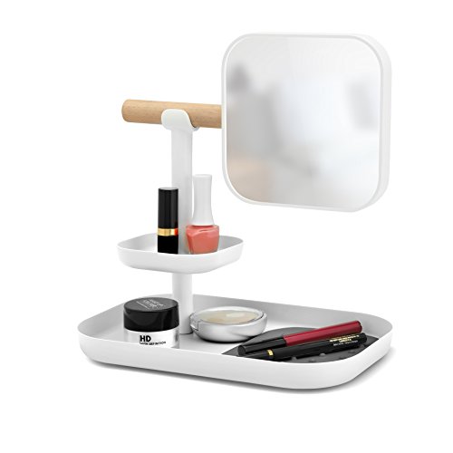 Umbra 023550-660 Vana Kosmetikaufbewahrung mit Spiegel, normal mit 10 fach Vergrößerung, weiß - 2