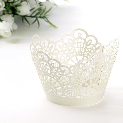 24 x Laser Cut Kuchen Cupcake Wrapper Verpackung Dekoration Muffin Hülle für Hochzeit Party Cupcake Dekoration Muffinförmchen Neu - 6