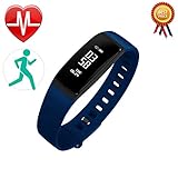 LCM Fitness-Armband, Smart Band, Activity Tracker, misst Herzfrequenz und Blutdruck, funktioniert als Schrittzähler und überwacht unseren Schlaf und die Kalorien S, blau