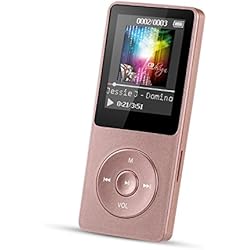AGPTEK Mp3 Classique 8Go Ultra-Longue Autonomie jusqu'à 70 Heures de Musique avec Un écran de 4,6 cm (Slot Carte mémoire de 64Go), Or Rose