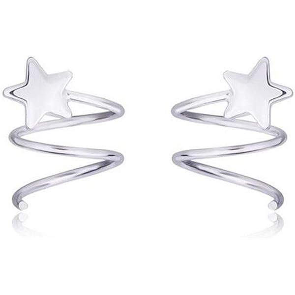 Orecchino minimalista in argento con clip a forma di elica per