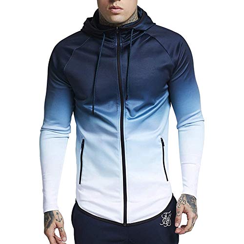 Chándal para Hombre,Hombres de Cambio Gradual Jersey de Manga Larga Capucha Sudadera Tops Blusa Chaqueta Abrigo Outwear