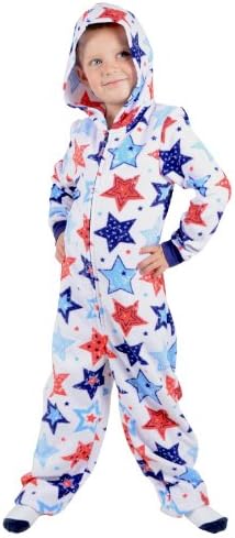 Boys Star Print Hooded Fleece All In One Pyjamas PJ Sleepsuit Onesie 12-13 Years