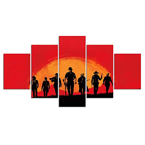 ZNNHERO Cuadro sobre Lienzo 5 Paneles Red Dead Redemption Pictures Painting On Canvas Arte de la Pared Carteles e Impresiones Decoración para el hogar Impresiones en Lienzo