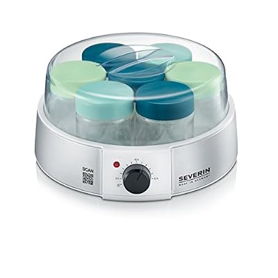 Severin JG3525 Yaourtière pour 7 pots 150 ML Argent métallique/Blanc