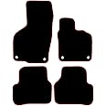 Carsio Carpet Car Mats For VW Passat B7 2007 2014 4 Piece Set with 4 Clips Tailored Fit Floor Mat Complete Accessory Black Custom Fitted - All Weather, Anti-Slip Backing & Red Trim