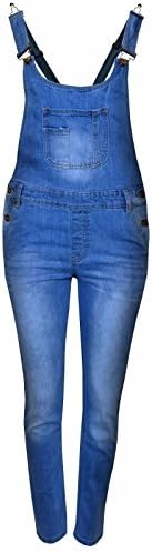 New In Stylish Summer Girl's Denim Dungaree Shorts Jumpsuit Ages 7/8, 9/10, 11/12 &amp; 13 (Age 13, Long Dark Denim)