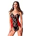 Bomshel Women Red & Black Nightwear Lingerie Nightdress with G-string RS.299.00
