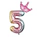 Produktbild SHINAN allmähliche Dekoration Happy Birthday Aluminium Folienballon Regenbogen 81,3 cm Digital Crown Baby Geburtstag Hochzeit Party Dekoration 5