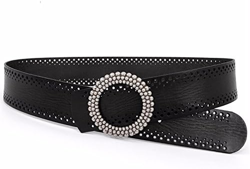 Female decoration Wide waist band Cowhide Genuine Leather Belt Openwork Coat dress Corset, black