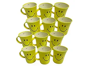 Kids Trends Smiley Mugs for,Return Gifts for Kids Birthday Party (Pack of 12),Plastic,Yellow