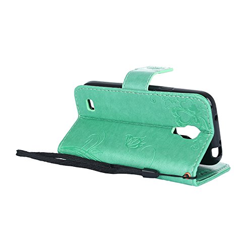 Samsung Galaxy S4 mini Hülle, Samsung Galaxy S4 mini Schutzhülle Leder Hülle, Alfort 2 in 1 Carving Lederhülle Fashion Design Premium PU Leder Hohe Qualität Tasche Case Cover Kasten Abdeckung Wallet für Samsung Galaxy S4 mini / i9190 4.3″ Smartphone Funktion Standfunktion Unterstützte Telefone und Magnetverschluss mit Ameisen gehen auf ein Datum ( Grün ) + Alfort Schwarz Stylus Pen - 6