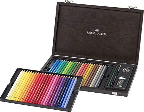 Faber-Castell 117506 - Estuche de madera con 48 ecolápices acuarelables y accesorios, multicolor